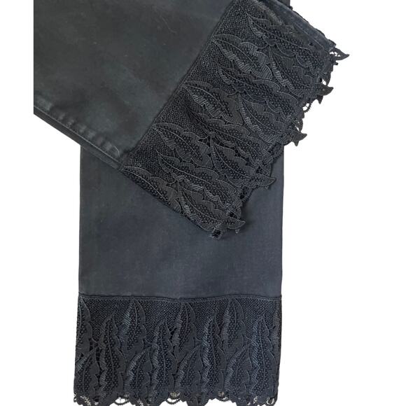 J Brand Coated Black Out Selena Cropped Lace Hem Mid-Rise Bootcut Jeans Size 29 - Picture 8 of 12